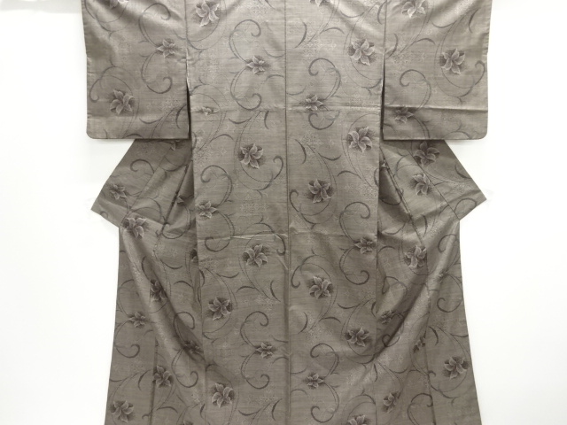JAPANESE KIMONO / FLOWER / ARABESQUE PATTERN WOVEN DORO OSHIMA TSUMUGI